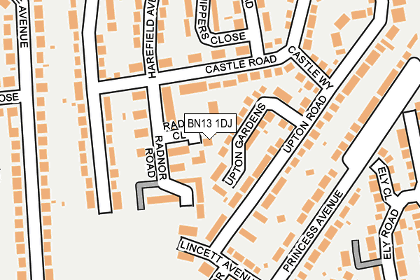 BN13 1DJ map - OS OpenMap – Local (Ordnance Survey)