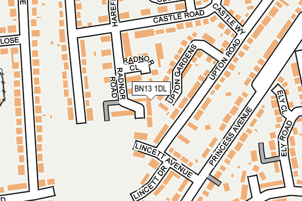 BN13 1DL map - OS OpenMap – Local (Ordnance Survey)
