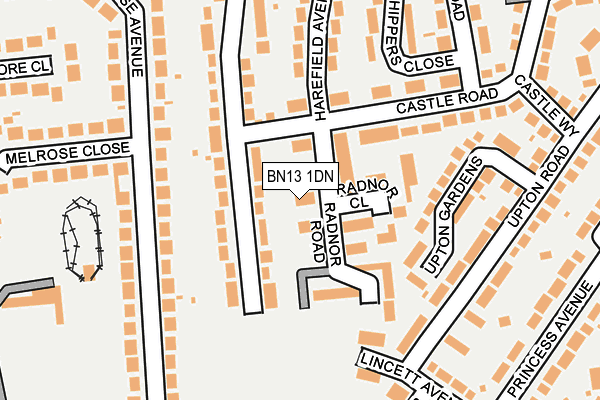 BN13 1DN map - OS OpenMap – Local (Ordnance Survey)