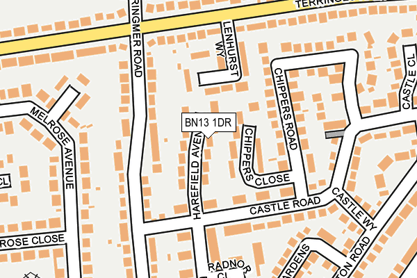 BN13 1DR map - OS OpenMap – Local (Ordnance Survey)