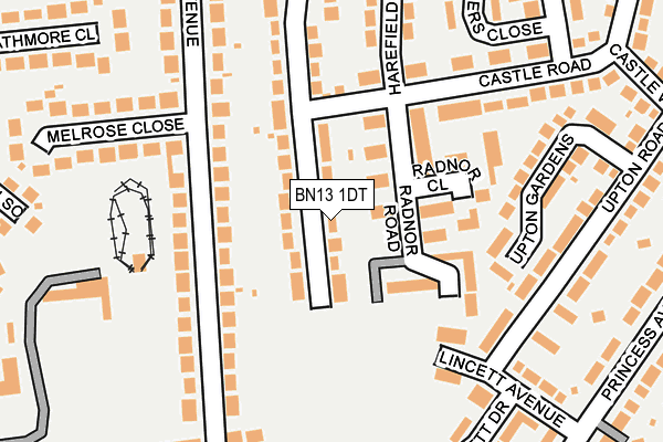 BN13 1DT map - OS OpenMap – Local (Ordnance Survey)