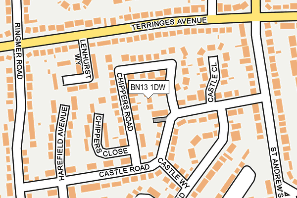 BN13 1DW map - OS OpenMap – Local (Ordnance Survey)