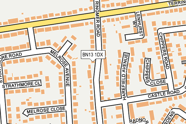 BN13 1DX map - OS OpenMap – Local (Ordnance Survey)