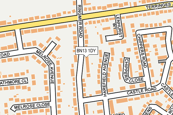 BN13 1DY map - OS OpenMap – Local (Ordnance Survey)