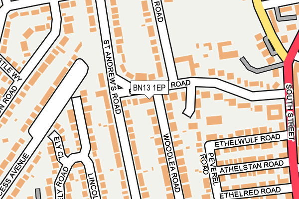 BN13 1EP map - OS OpenMap – Local (Ordnance Survey)