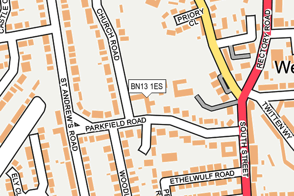 BN13 1ES map - OS OpenMap – Local (Ordnance Survey)