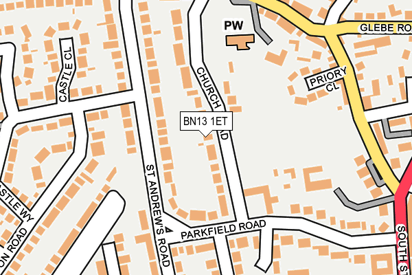 BN13 1ET map - OS OpenMap – Local (Ordnance Survey)