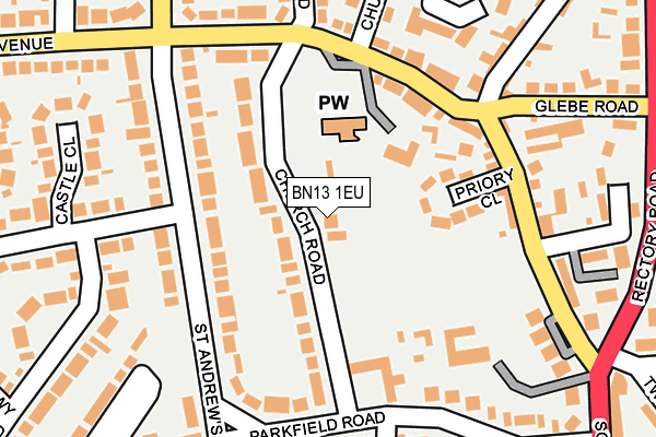 BN13 1EU map - OS OpenMap – Local (Ordnance Survey)