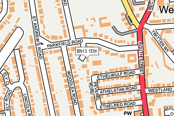 BN13 1EW map - OS OpenMap – Local (Ordnance Survey)