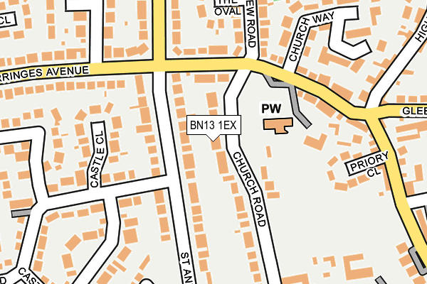 BN13 1EX map - OS OpenMap – Local (Ordnance Survey)