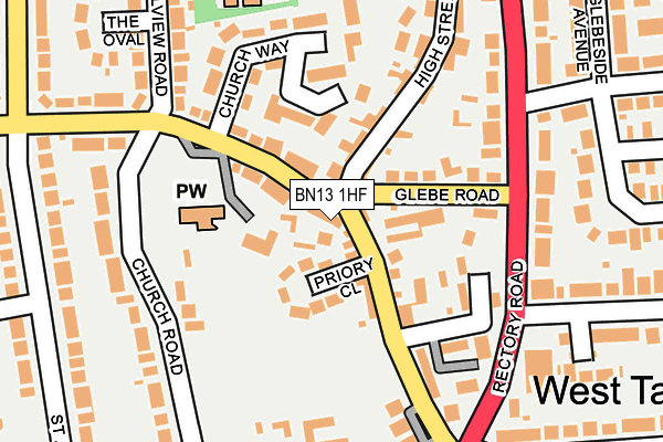 BN13 1HF map - OS OpenMap – Local (Ordnance Survey)