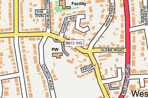 BN13 1HG map - OS OpenMap – Local (Ordnance Survey)