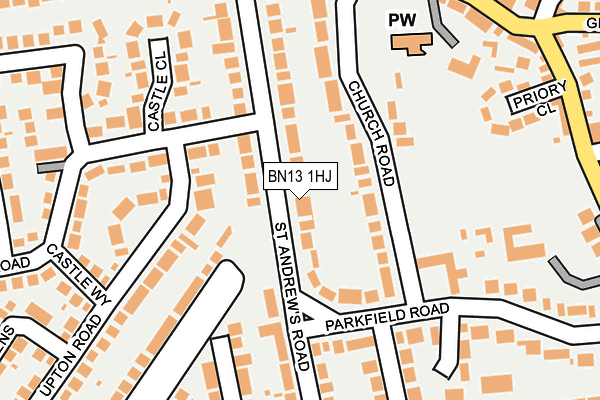 BN13 1HJ map - OS OpenMap – Local (Ordnance Survey)