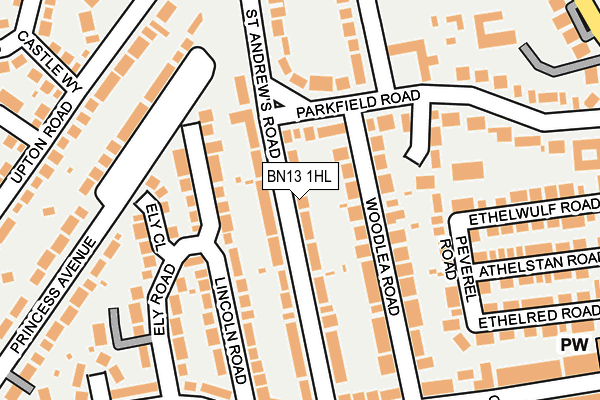 BN13 1HL map - OS OpenMap – Local (Ordnance Survey)