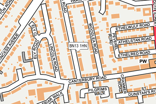 BN13 1HN map - OS OpenMap – Local (Ordnance Survey)