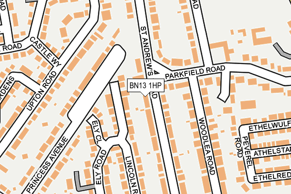 BN13 1HP map - OS OpenMap – Local (Ordnance Survey)