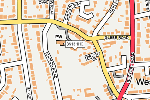 BN13 1HQ map - OS OpenMap – Local (Ordnance Survey)