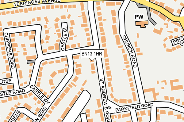 BN13 1HR map - OS OpenMap – Local (Ordnance Survey)