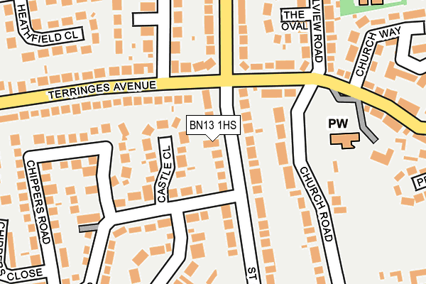 BN13 1HS map - OS OpenMap – Local (Ordnance Survey)