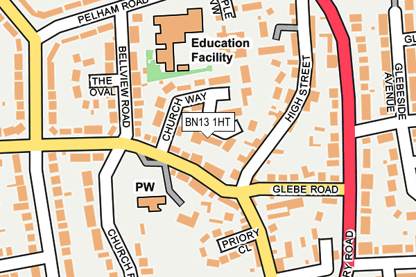 BN13 1HT map - OS OpenMap – Local (Ordnance Survey)