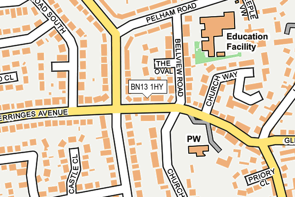 BN13 1HY map - OS OpenMap – Local (Ordnance Survey)