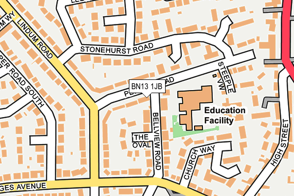 BN13 1JB map - OS OpenMap – Local (Ordnance Survey)