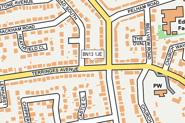 BN13 1JE map - OS OpenMap – Local (Ordnance Survey)