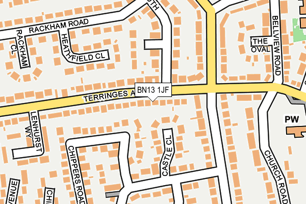 BN13 1JF map - OS OpenMap – Local (Ordnance Survey)