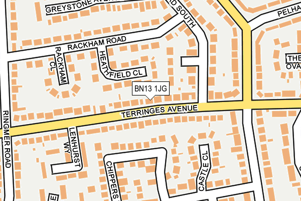 BN13 1JG map - OS OpenMap – Local (Ordnance Survey)