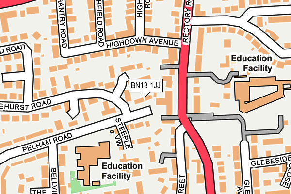 BN13 1JJ map - OS OpenMap – Local (Ordnance Survey)