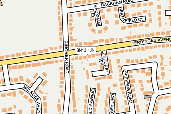 BN13 1JN map - OS OpenMap – Local (Ordnance Survey)