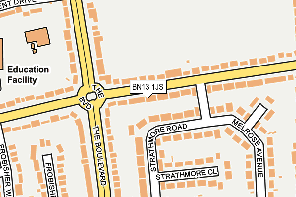 BN13 1JS map - OS OpenMap – Local (Ordnance Survey)