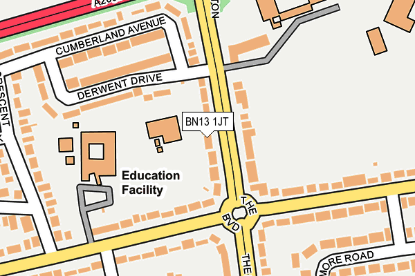 BN13 1JT map - OS OpenMap – Local (Ordnance Survey)
