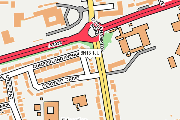 BN13 1JU map - OS OpenMap – Local (Ordnance Survey)
