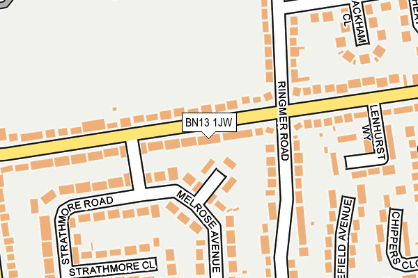 BN13 1JW map - OS OpenMap – Local (Ordnance Survey)