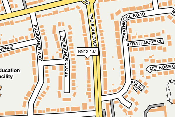 BN13 1JZ map - OS OpenMap – Local (Ordnance Survey)