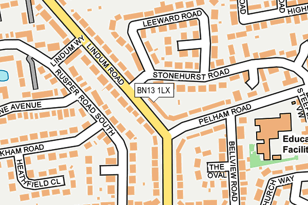 BN13 1LX map - OS OpenMap – Local (Ordnance Survey)