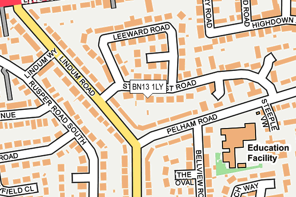 BN13 1LY map - OS OpenMap – Local (Ordnance Survey)