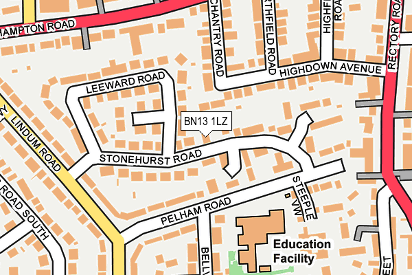 BN13 1LZ map - OS OpenMap – Local (Ordnance Survey)