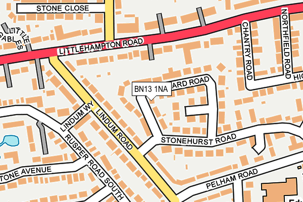 BN13 1NA map - OS OpenMap – Local (Ordnance Survey)