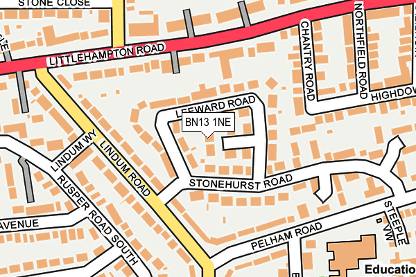 BN13 1NE map - OS OpenMap – Local (Ordnance Survey)