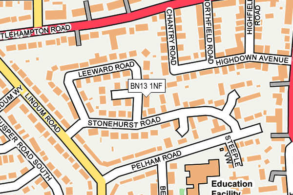 BN13 1NF map - OS OpenMap – Local (Ordnance Survey)