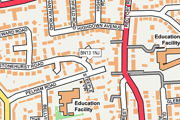 BN13 1NJ map - OS OpenMap – Local (Ordnance Survey)
