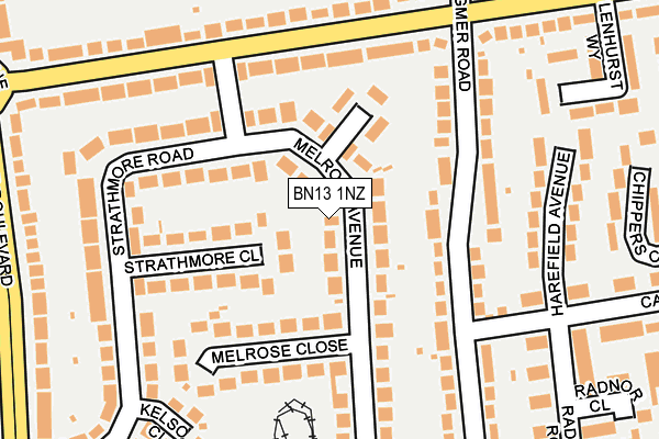 BN13 1NZ map - OS OpenMap – Local (Ordnance Survey)