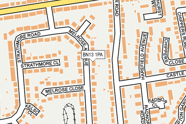 BN13 1PA map - OS OpenMap – Local (Ordnance Survey)