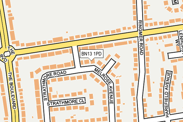BN13 1PD map - OS OpenMap – Local (Ordnance Survey)