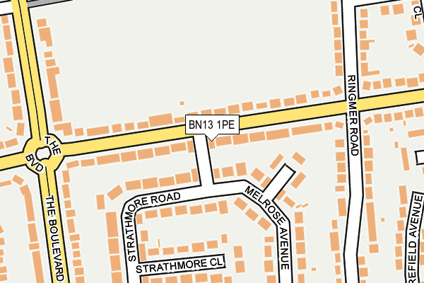 BN13 1PE map - OS OpenMap – Local (Ordnance Survey)