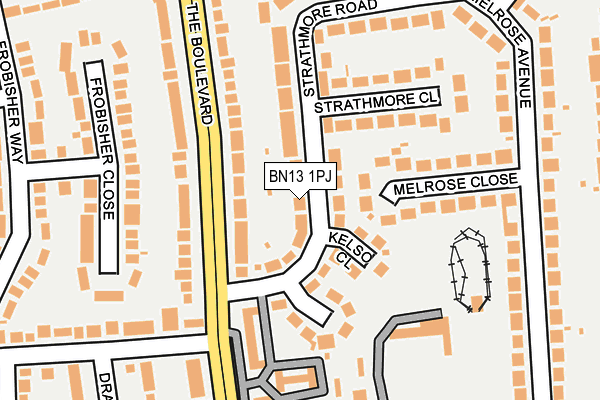 BN13 1PJ map - OS OpenMap – Local (Ordnance Survey)