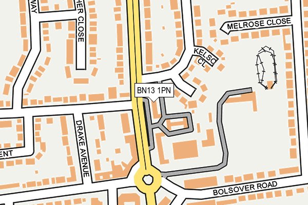 BN13 1PN map - OS OpenMap – Local (Ordnance Survey)