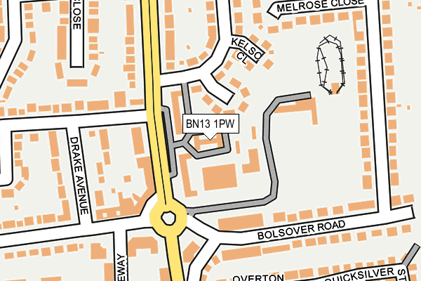 BN13 1PW map - OS OpenMap – Local (Ordnance Survey)